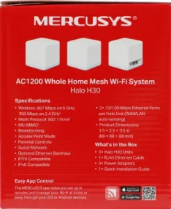  MESH  AC1200 Whole Home Mesh Wi-Fi System, 2 Internal Antennas, 2 GB ports  (WAN/LAN)