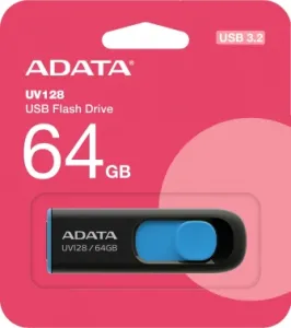    ADATA Flash Drive 64Gb UV128 AUV128-64G-RBE {USB3.0, BLACK/BLUE}