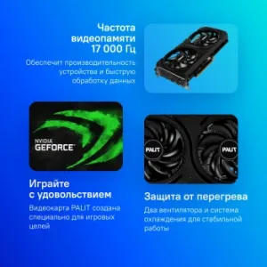  Palit RTX4060 INFINITY 2 NVIDIA GeForce RTX 4060 8Gb 128bit PCI-E 4.0 GDDR6 1830/17000 HD