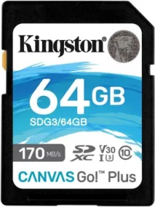   Kingston 64GB SDXC Canvas Go Plus 170R C10 UHS-I U3 V30 EAN: 740617301397