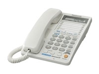 Телефон Panasonic KX-TS2368RUW (белый) {2 линии, конференц-связь, спикер., 30 номеров памяти, ЖКД, F
