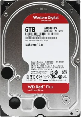   Western Digital Red Plus WD60EFPX 6TB 3.5 5400 RPM 128MB SATA-III NAS Edition ( 