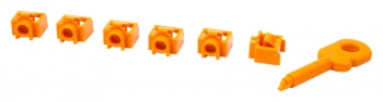 Комплект заглушек порта RJ-45 (6 шт.) + ключ, оранжевый