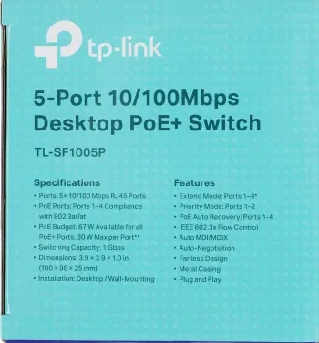  TP-Link SMB TL-SF1005P 5- 10/100 /    4  PoE 