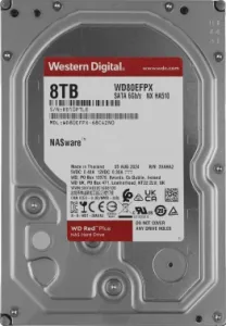   Western Digital Red Plus NAS HDD 3.5 SATA 8Tb, 5640RPM, 256MB buffer, CMR, WD80EFPX, 1