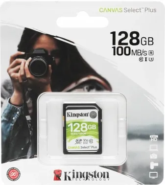   SDHC 128Gb Class10 Kingston <SDS2/128GB>, Canvas Select 100R CL10 UHS-I