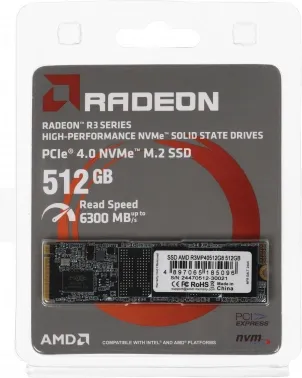  SSD AMD PCIe 4.0 x4 512GB R3MP40512G8 Radeon M.2 2280