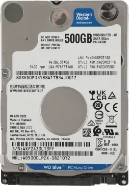   Western Digital Blue WD5000LPZX 500 2,5 5400RPM 128MB (SATA III) Mobile