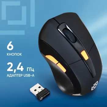  Oklick 585MW black optical (1600dpi) cordless USB (6but)