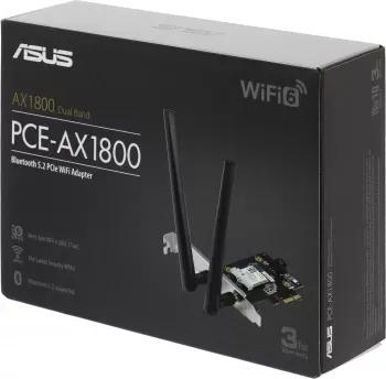   ASUS PCE-AX1800 WIFI 802.11ax, 2402 + 574Mbps PCI-E Adapter, 2 ; 90IG07A0-MO