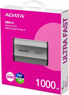   SSD ADATA 1Tb SD810 USB Type-C (2000/2000 Mb/s) metal case grey (SD810-1000G-CSG)
