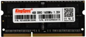  DDR3 4Gb 1600MHz Kingspec KS1600D3N13504G RTL PC3-12800 CL11 SO-DIMM 204-pin 1.35