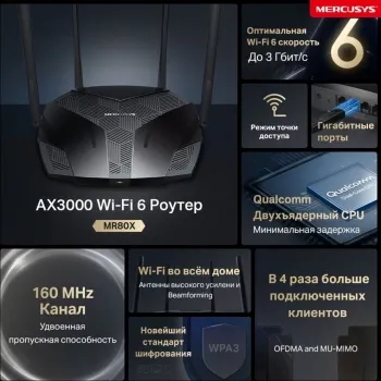   MERCUSYS AX3000 Wi-Fi 6,  574 /  2,4  +  2402 /  5 , 