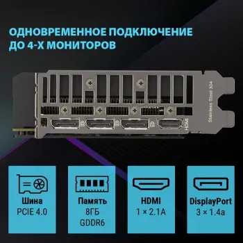  Asus PCI-E 4.0 DUAL-RTX4060-O8G-V2 NVIDIA GeForce RTX 4060 8Gb 128bit GDDR6 2505/17000 HD