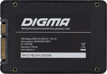  SSD Digma SATA III 1Tb DGSR2001TS93T Run S9 2.5