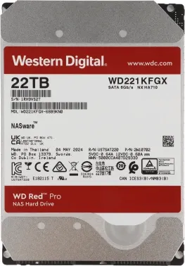   22TB 7200 RPM, SATA 6 Gb/s, CMR, 512 MB Cache,  3.5;