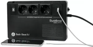  Systeme Electri Back-Save, 600VA/360W, 230V, Line-Interactive, AVR, 3xSchuko, USB charge(type A