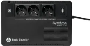 Systeme Electri Back-Save, 600VA/360W, 230V, Line-Interactive, AVR, 3xSchuko, USB charge(type A