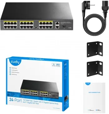  Cudy FS1026PS1 (L2) 24x100/ 2x1/ 1SFP 24PoE 24PoE+ 300W 
