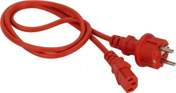 Шнур питания C13-Schuko прямая, 3х0.75, 220В, 10А, красный, 1 метр