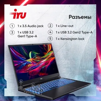  IRU  15ALC Core i5 12500H 16Gb SSD512Gb NVIDIA GeForce RTX 3050 4Gb 15.6 IPS FHD (192