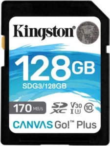   Kingston 128GB SDXC Canvas Go Plus 170R C10 UHS-I U3 V30 EAN: 740617301458