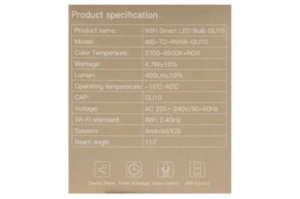   MOES WB-TD-RWW-GU10 Smart LED Bulb
