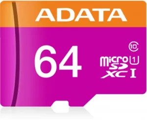   microSDXC 64GB ADATA  UHS-1 CL10 (AUSDX64GUICL10-RA1) + SD adaptor
