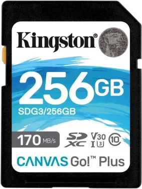   Kingston 256GB SDXC Canvas Go Plus 170R C10 UHS-I U3 V30 EAN: 740617301519