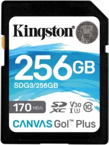   Kingston 256GB SDXC Canvas Go Plus 170R C10 UHS-I U3 V30 EAN: 740617301519