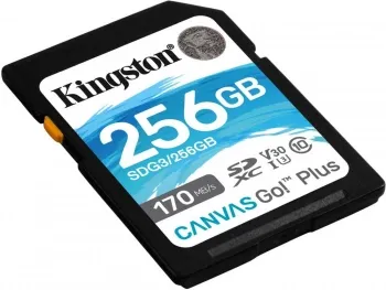   Kingston 256GB SDXC Canvas Go Plus 170R C10 UHS-I U3 V30 EAN: 740617301519