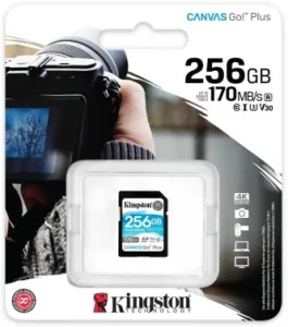   Kingston 256GB SDXC Canvas Go Plus 170R C10 UHS-I U3 V30 EAN: 740617301519