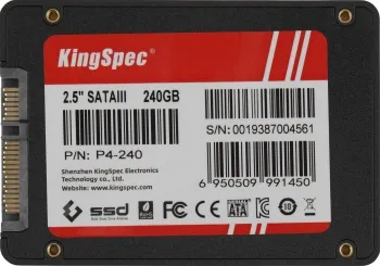  SSD KingSpec 240Gb P4 Series <P4-240> 2.5 (SATA3, up to 550/520MBs, 3D NAND, 50TBW)