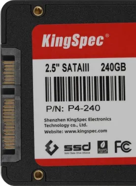 SSD KingSpec 240Gb P4 Series <P4-240> 2.5 (SATA3, up to 550/520MBs, 3D NAND, 50TBW)