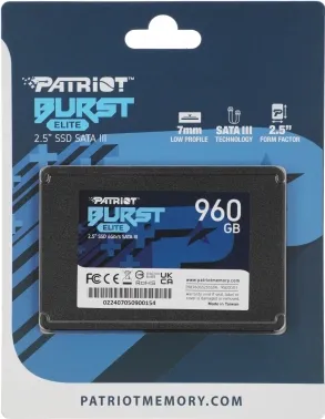  SSD Patriot Burst Elite 960GB, SATA 2.5, PBE960GS25SSDR, 450/320, RET