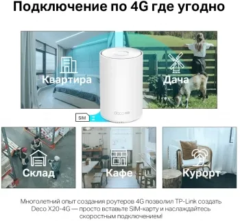  Mesh Wi-Fi    4G+ TP-Link Deco X20-4G(1-pack) AX1800
