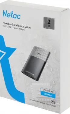  SSD External Netac 2.0Tb Z9 <NT01Z9-002T-32BK> (USB3.2, up to 550/480MBs, 9047.511.5mm,