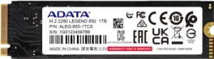  SSD ADATA 1TB M.2 2280 LEGEND 850 Client SSD [ALEG-850-1TCS] PCIe Gen4x4 with NVMe, 5000/