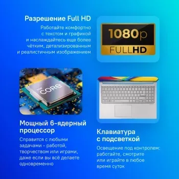  Asus Vivobook 15 X1504ZA-BQ1104 Core i3 1215U 8Gb SSD512Gb Intel UHD Graphics 15.6 IPS FHD 