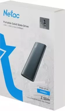  SSD  Netac 1.0Tb Z SLIM <NT01ZSLIM-001T-32BK> (USB3.2, up to 520/480MBs, 10029.5