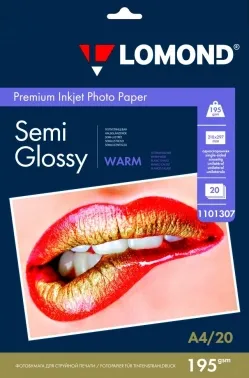Фотобумага ПРЕМИУМ для стр.печати LOMOND А4, 195 г/м2 односторонняя Warm Semi- Glossy (20л)