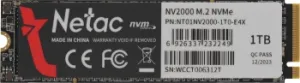  SSD Netac 1Tb M.2 2280 NV2000 NVMe PCIe NT01NV2000-1T0-E4X