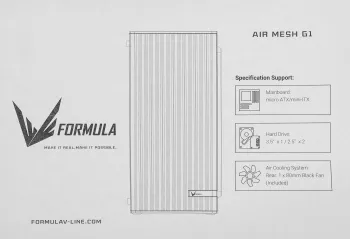  Formula Air Mesh G1    mATX 1x80mm 2xUSB2.0 1xUSB3.1 audio bott PSU