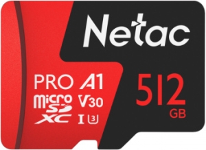 - NeTac P500 Extreme Pro MicroSDXC 512GB V30/A1/C10 up to 100MB/s