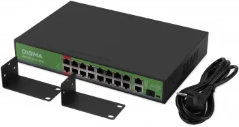  Digma DSP216F-1G-1C-R300 (L2) 16x100/ 1x1/ 1x(1000BASE-T/SFP) 16PoE 16PoE+