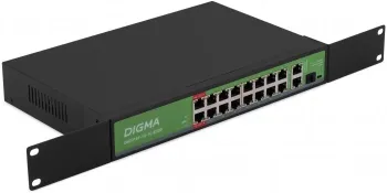  Digma DSP216F-1G-1C-R300 (L2) 16x100/ 1x1/ 1x(1000BASE-T/SFP) 16PoE 16PoE+