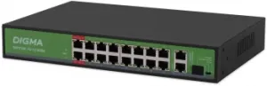  Digma DSP216F-1G-1C-R300 (L2) 16x100/ 1x1/ 1x(1000BASE-T/SFP) 16PoE 16PoE+