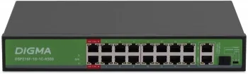  Digma DSP216F-1G-1C-R300 (L2) 16x100/ 1x1/ 1x(1000BASE-T/SFP) 16PoE 16PoE+