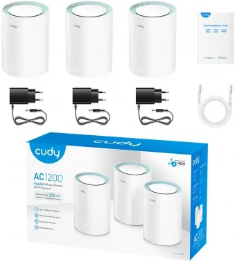  Mesh  Cudy M1300 (M1300 3-PACK) AC1200 10/100/1000BASE-TX/Wi-Fi  (.:3)