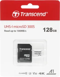   Transcend Micro SecureDigital 128Gb MicroSDXC Class 10 UHS-I U3, SD adapter}(TS128GUSD300